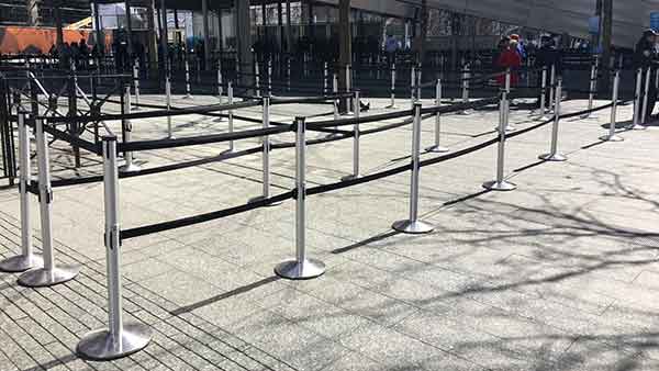 ADA compliant, outdoor rated, double belt stanchions in NYC.